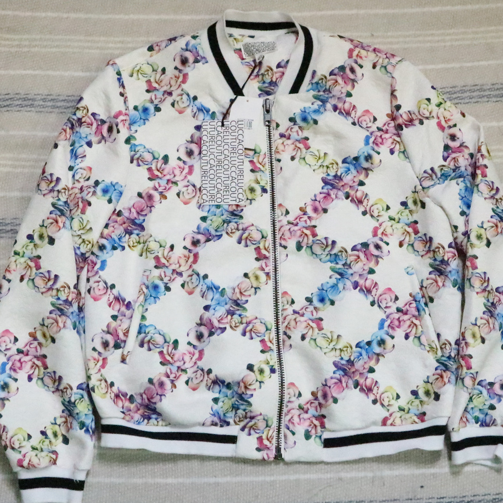 NWT Lucca Couture Floral Baseball Bomber Jacket - Picture 1 of 8